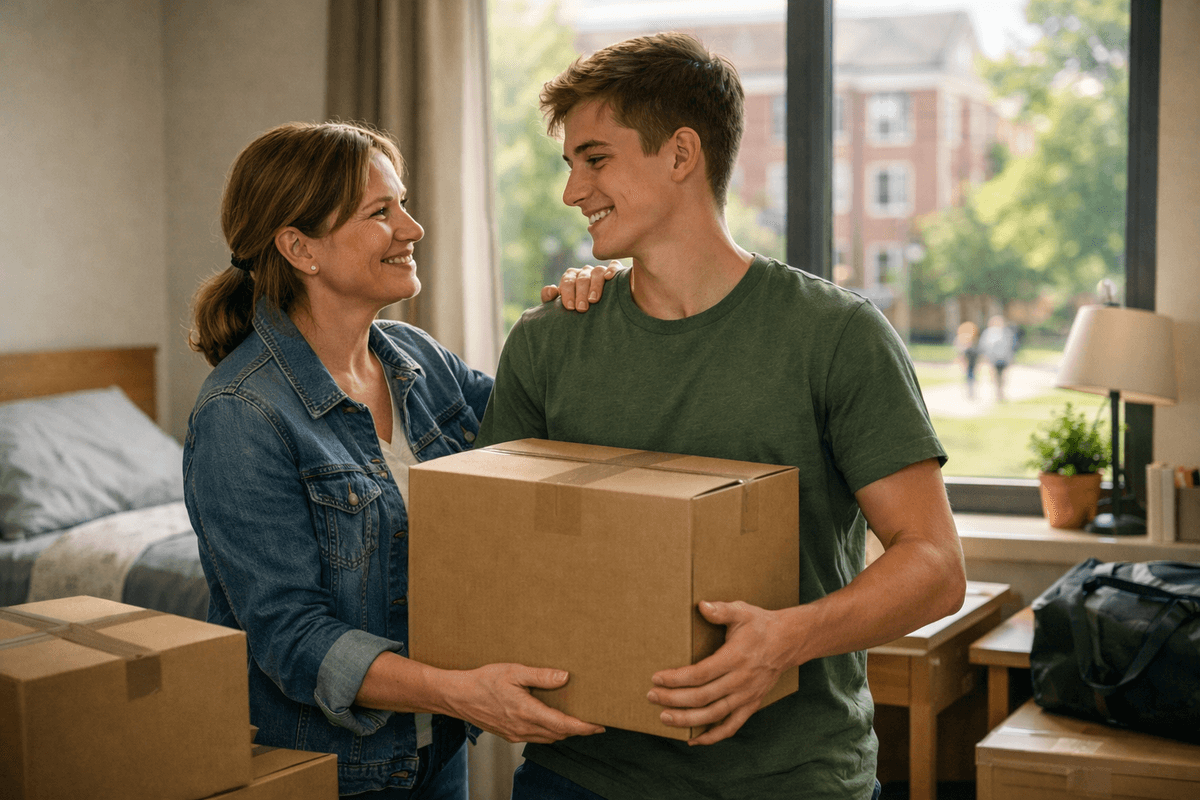 Parent helping college student