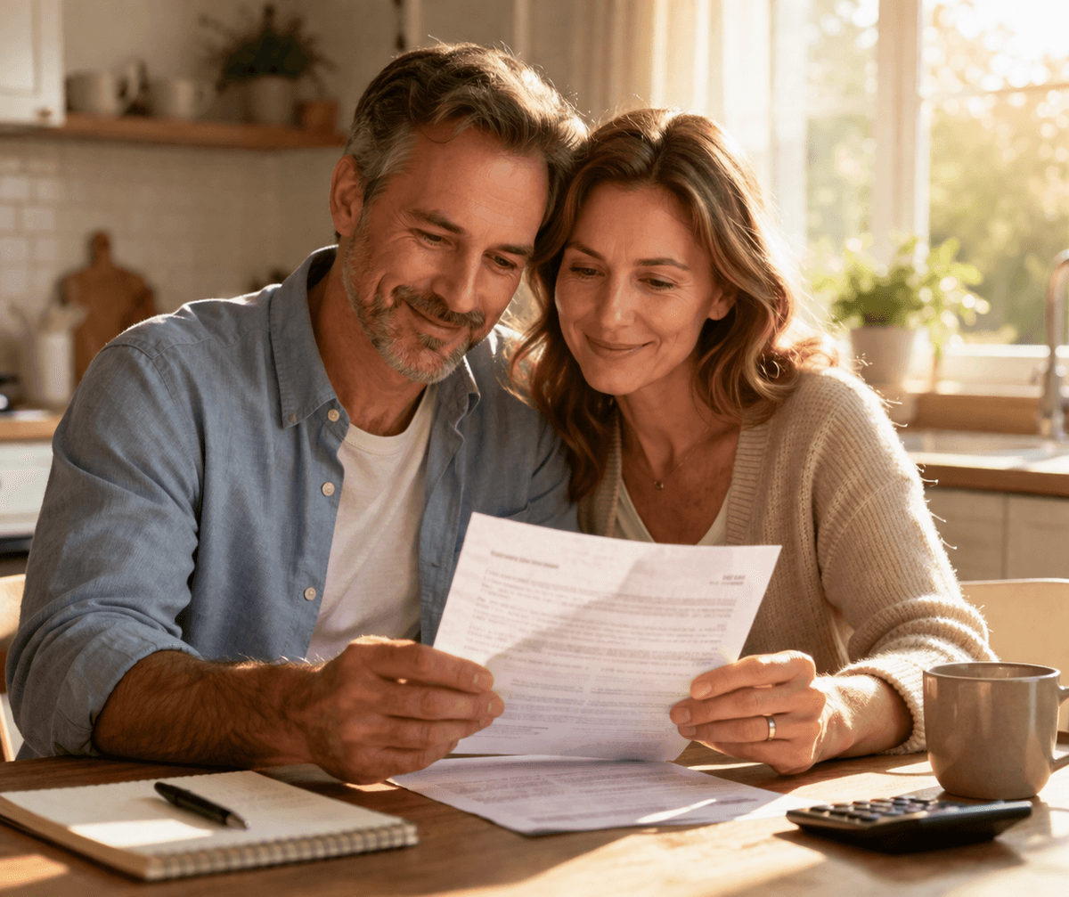 Couple reviewing important documents