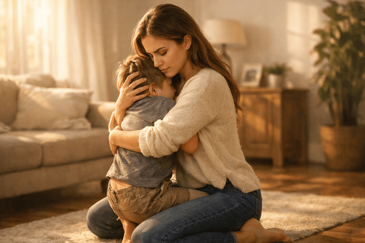 Mother protecting her child